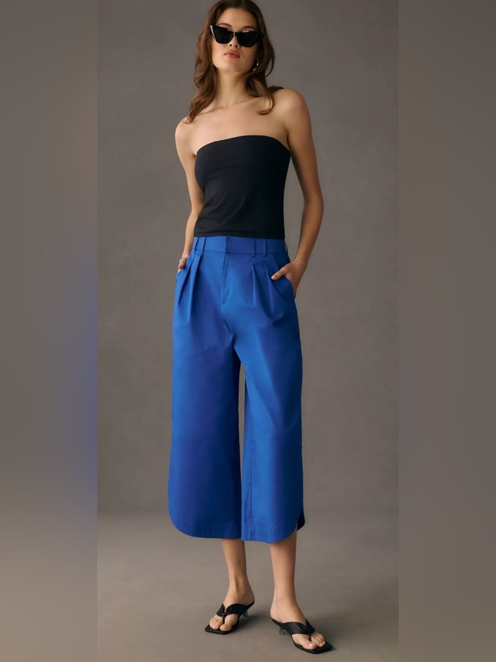 Anthropologie Wide-Leg Culotte Trousers in Cobalt Blue